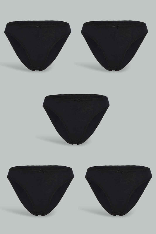 Redtag-Assorted-Plain-Hi-leg-Brief-5-Pack-365,-Category:Briefs,-Colour:Black,-Deals:New-In,-Filter:Women's-Clothing,-New-In-Women-APL,-Non-Sale,-Section:Women,-Women-Briefs--