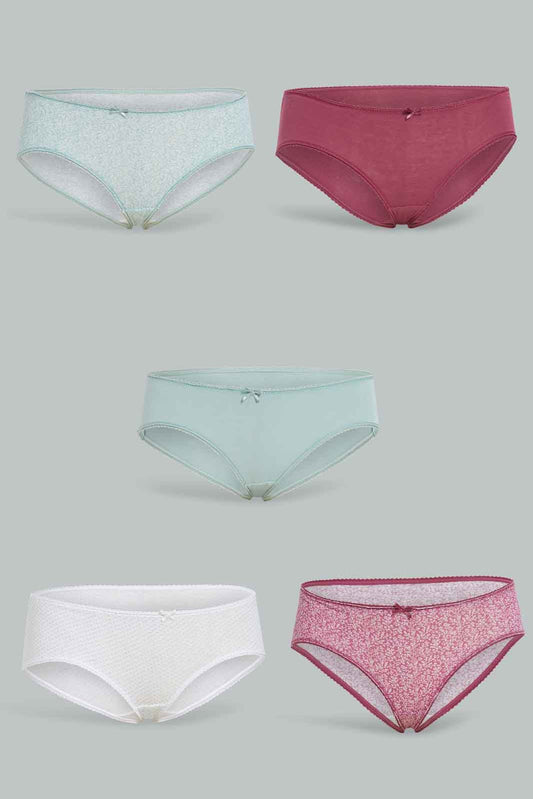 Redtag-Assorted-Plain-Boy-leg-Brief-5-Pack-365,-Category:Briefs,-Colour:Assorted,-Deals:New-In,-Filter:Women's-Clothing,-New-In-Women-APL,-Non-Sale,-Section:Women,-Women-Briefs--