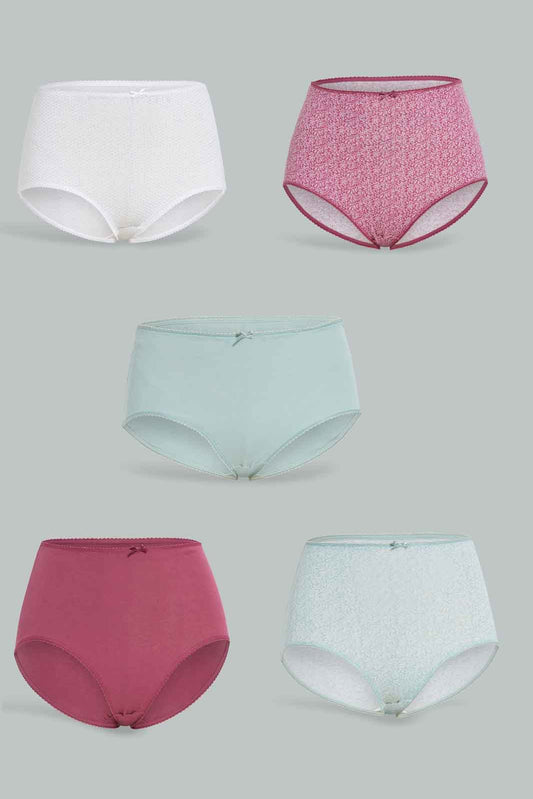Redtag-Assorted-Plain-Full-Brief-5-Pack-365,-Category:Briefs,-Colour:Assorted,-Deals:New-In,-Filter:Women's-Clothing,-New-In-Women-APL,-Non-Sale,-Section:Women,-Women-Briefs--