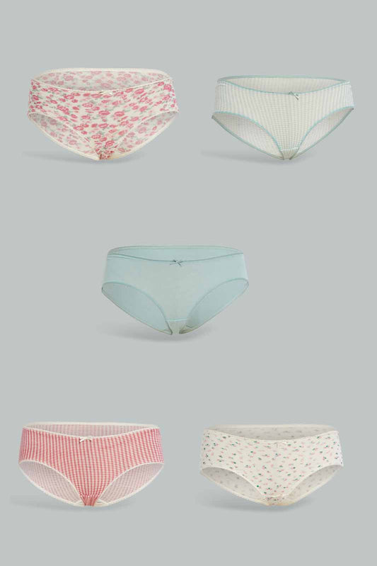 Redtag-Assorted-Print-Boy-leg-Brief-5-Pack-365,-Category:Briefs,-Colour:Assorted,-Deals:New-In,-Dept:Ladieswear,-Filter:Women's-Clothing,-New-In-Women-APL,-Non-Sale,-Section:Women,-Women-Briefs--