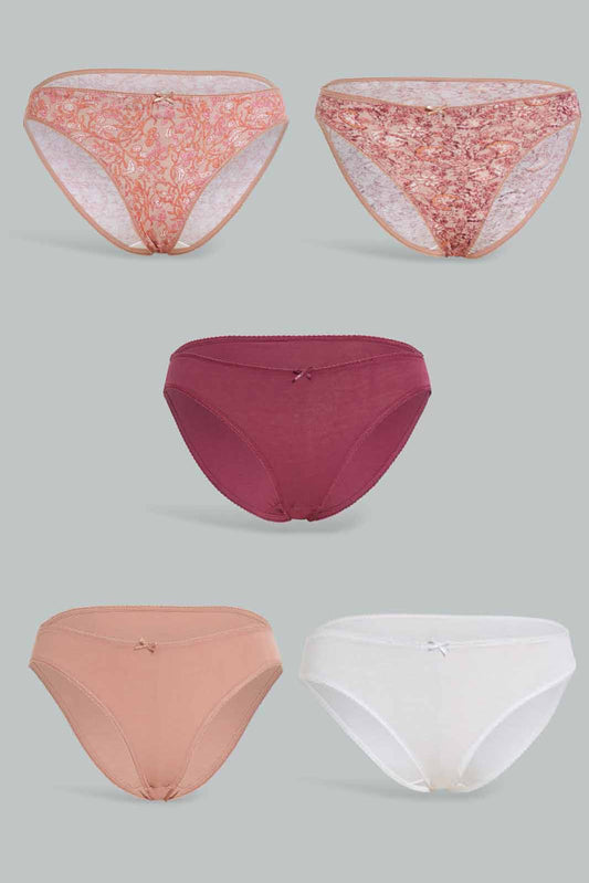 Redtag-Assorted-Print-Hi-leg-Brief-5-Pack-365,-Category:Briefs,-Colour:Assorted,-Deals:New-In,-Dept:Ladieswear,-Filter:Women's-Clothing,-New-In-Women-APL,-Non-Sale,-Section:Women,-Women-Briefs--