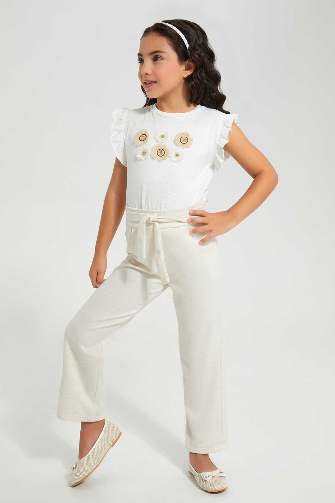 Redtag-White-Embellished-T-shirt-Category:T-Shirts,-Colour:White,-Deals:New-In,-Filter:Girls-(2-to-8-Yrs),-GIR-T-Shirts,-New-In-GIR-APL,-Non-Sale,-Section:Girls-(0-to-14Yrs),-W22A-Girls-2 to 8 Years