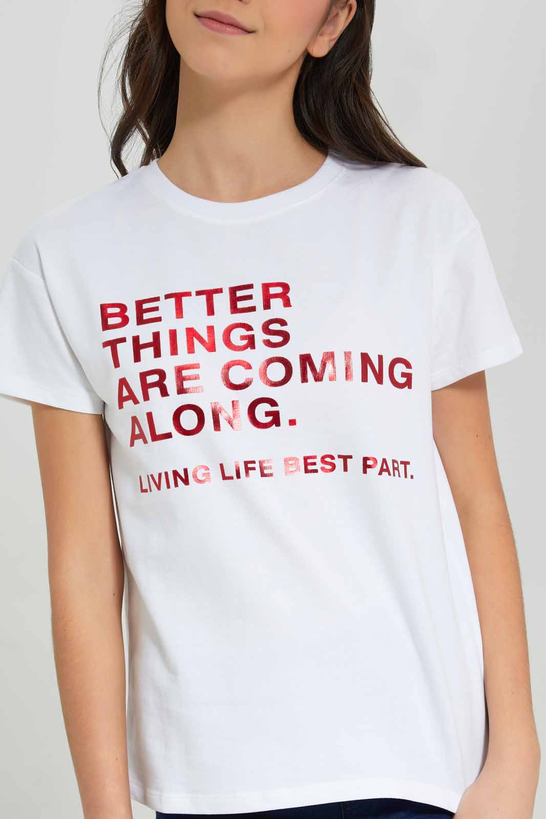 Redtag-White-Drop-Shoulder-Top-BTS,-Category:T-Shirts,-Colour:White,-Deals:New-In,-Filter:Senior-Girls-(8-to-14-Yrs),-GSR-T-Shirts,-NDAY,-New-In-GSR-APL,-Non-Sale,-Section:Girls-(0-to-14Yrs),-TBL,-W22A-Senior-Girls-9 to 14 Years