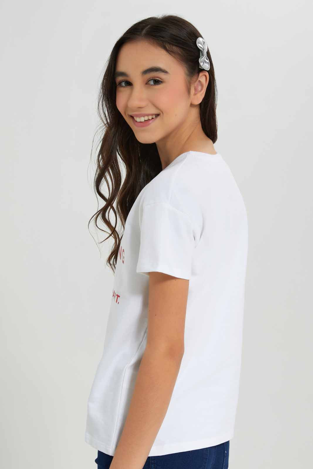 Redtag-White-Drop-Shoulder-Top-BTS,-Category:T-Shirts,-Colour:White,-Deals:New-In,-Filter:Senior-Girls-(8-to-14-Yrs),-GSR-T-Shirts,-NDAY,-New-In-GSR-APL,-Non-Sale,-Section:Girls-(0-to-14Yrs),-TBL,-W22A-Senior-Girls-9 to 14 Years
