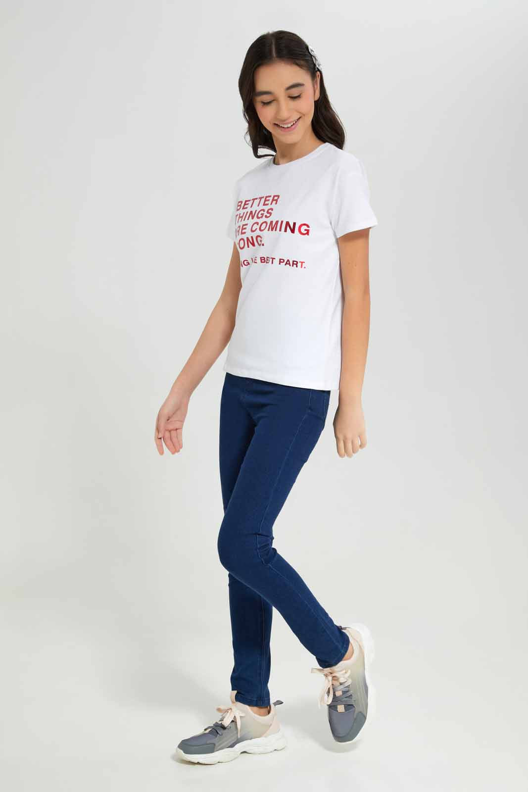 Redtag-White-Drop-Shoulder-Top-BTS,-Category:T-Shirts,-Colour:White,-Deals:New-In,-Filter:Senior-Girls-(8-to-14-Yrs),-GSR-T-Shirts,-NDAY,-New-In-GSR-APL,-Non-Sale,-Section:Girls-(0-to-14Yrs),-TBL,-W22A-Senior-Girls-9 to 14 Years