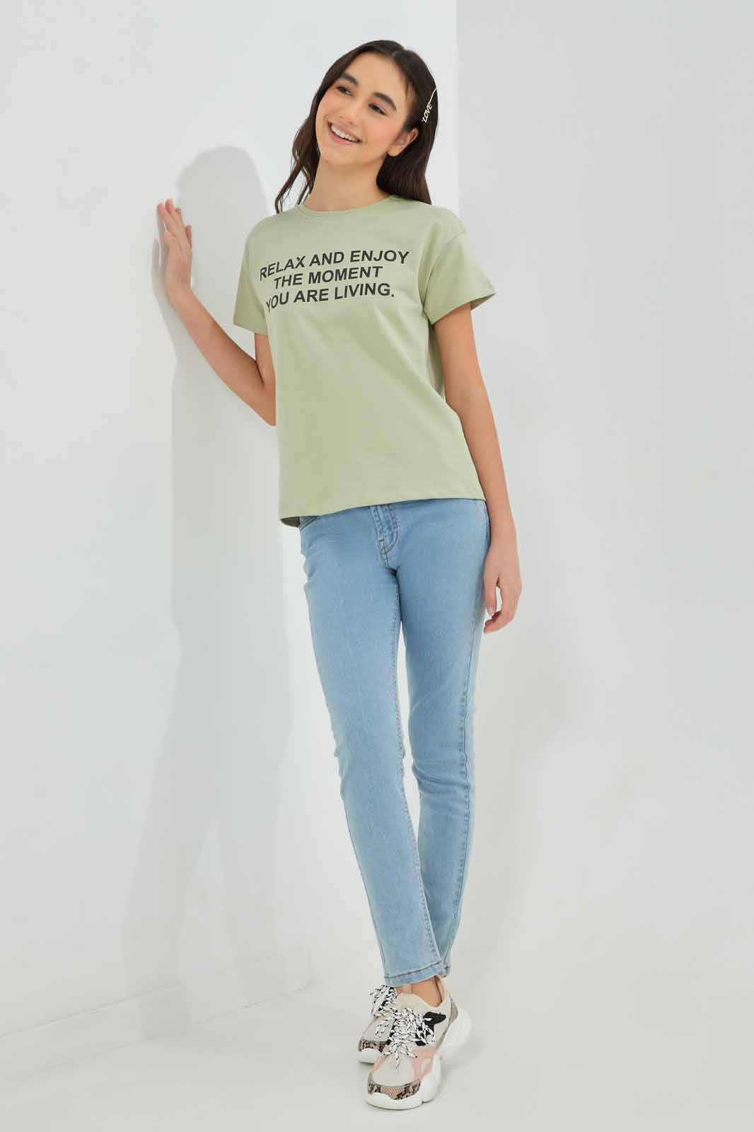 Redtag-Blue-Drop-Shoulder-Top-Category:T-Shirts,-Colour:Blue,-Deals:New-In,-Filter:Senior-Girls-(8-to-14-Yrs),-GSR-T-Shirts,-New-In-GSR-APL,-Non-Sale,-Section:Girls-(0-to-14Yrs),-TBL,-W22A-Senior-Girls-9 to 14 Years