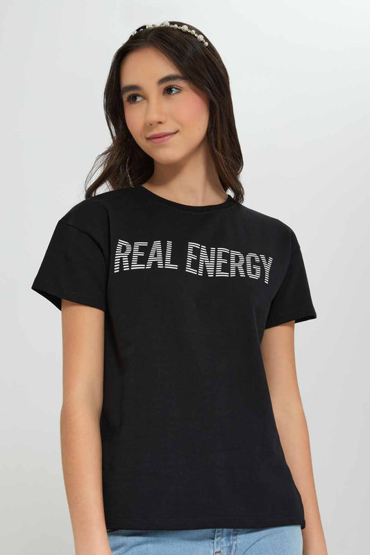 Redtag-Black-Drop-Shoulder-Top-BTS,-Category:T-Shirts,-Colour:Black,-Deals:New-In,-Filter:Senior-Girls-(8-to-14-Yrs),-GSR-T-Shirts,-New-In-GSR-APL,-Non-Sale,-Section:Girls-(0-to-14Yrs),-TBL,-W22A-Senior-Girls-9 to 14 Years
