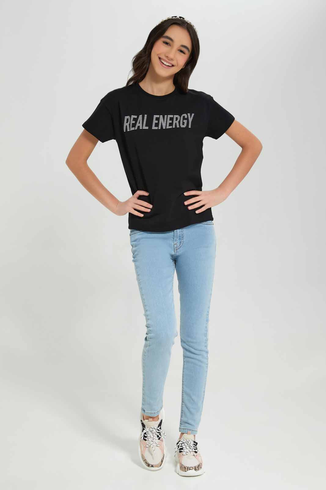 Redtag-Black-Drop-Shoulder-Top-BTS,-Category:T-Shirts,-Colour:Black,-Deals:New-In,-Filter:Senior-Girls-(8-to-14-Yrs),-GSR-T-Shirts,-New-In-GSR-APL,-Non-Sale,-Section:Girls-(0-to-14Yrs),-TBL,-W22A-Senior-Girls-9 to 14 Years