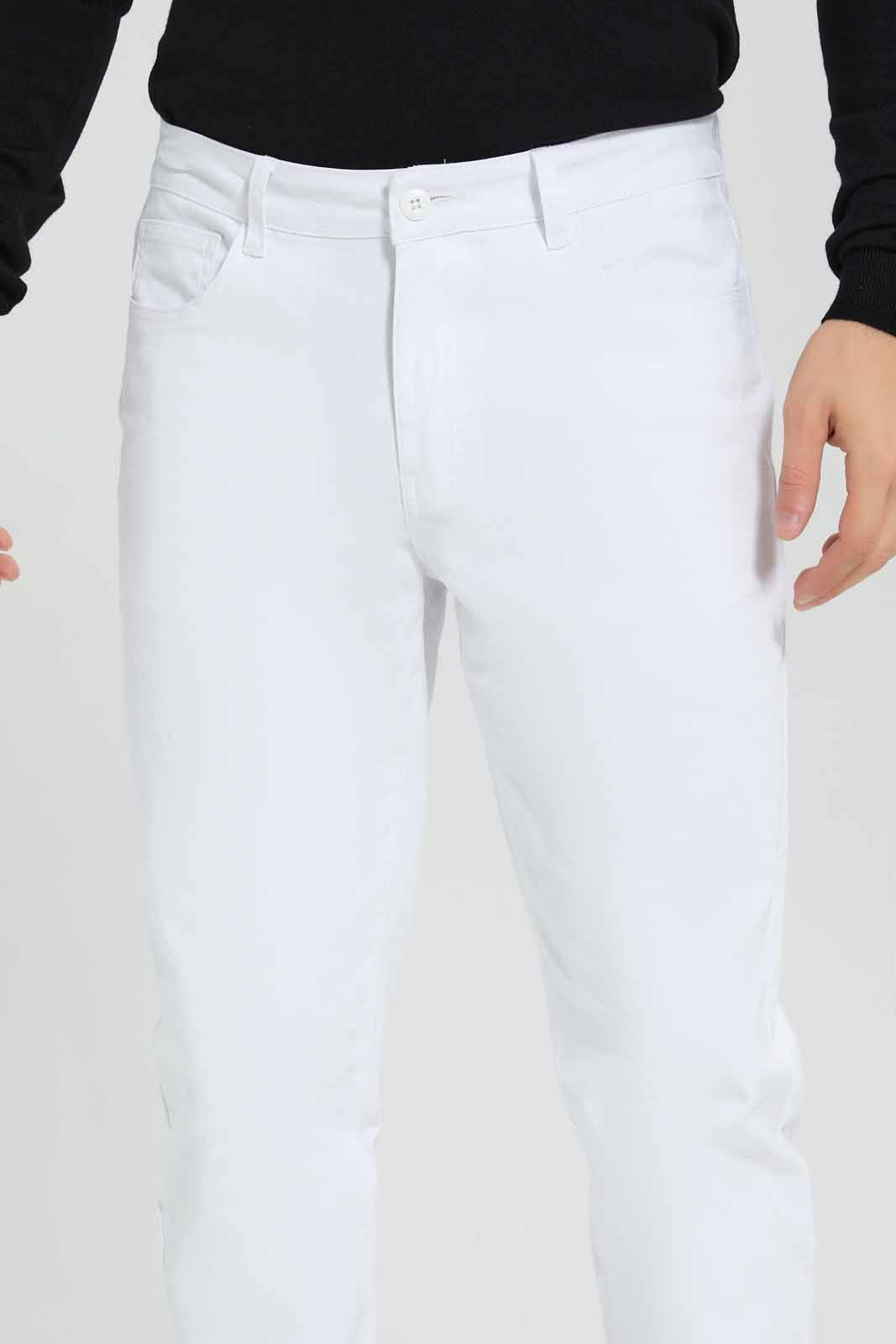 Men White 5-Pocket Slim Fit Jean