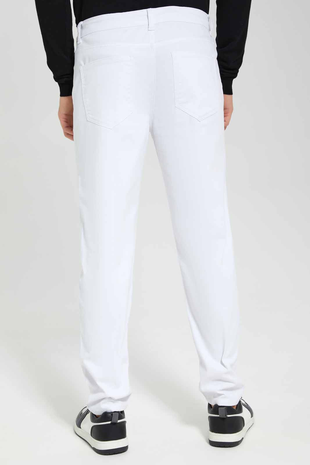 Men White 5-Pocket Slim Fit Jean