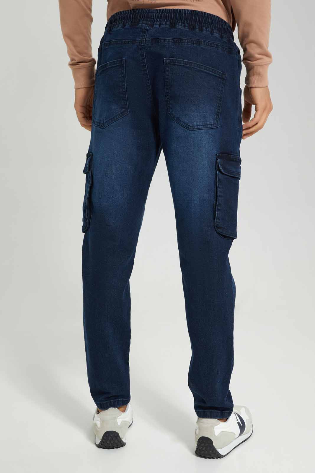 Redtag-Dark-Wash-Cargo-Pocket-Pull-On-Jeans-Category:Jeans,-Colour:Dark-Wash,-Deals:New-In,-Filter:Men's-Clothing,-Men-Jeans,-New-In-Men-APL,-Non-Sale,-Section:Men,-W22A-Men's-