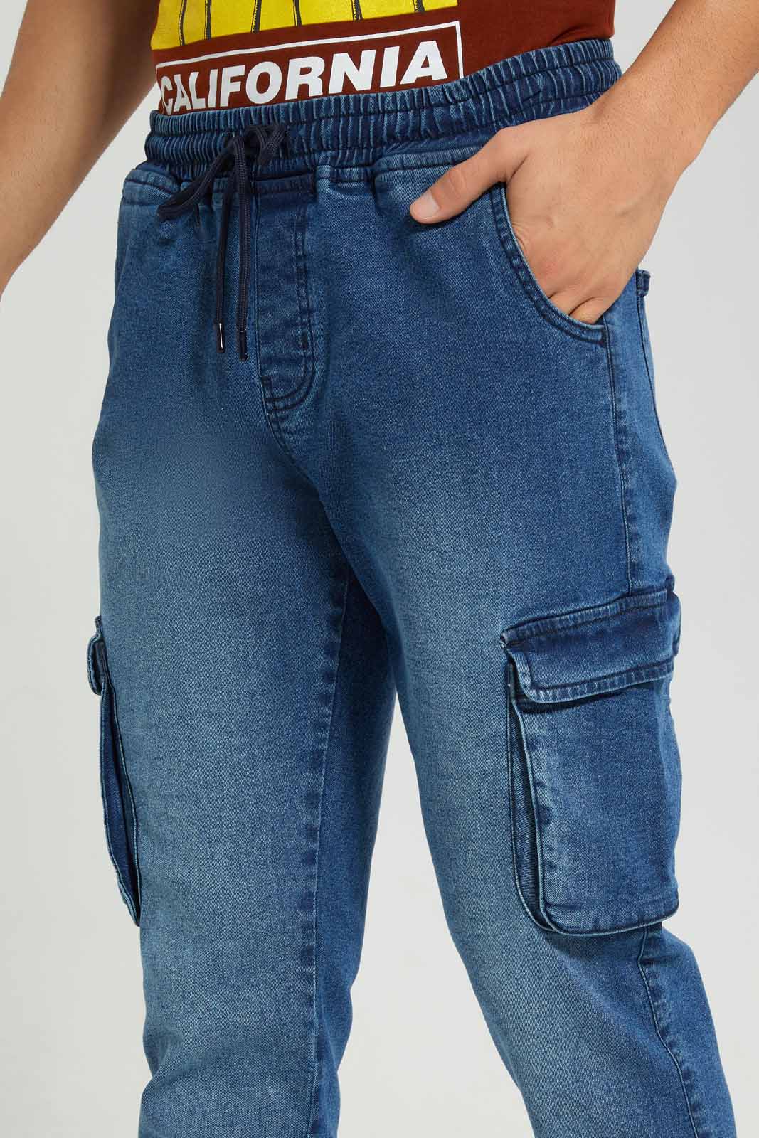 Redtag-Light-Wash-Cargo-Pocket-Pull-On-Jeans-Category:Jeans,-Colour:Light-Wash,-Deals:New-In,-Filter:Men's-Clothing,-Men-Jeans,-New-In-Men-APL,-Non-Sale,-Section:Men,-W22A-Men's-