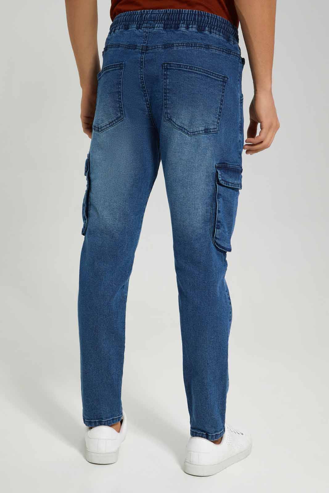 Redtag-Light-Wash-Cargo-Pocket-Pull-On-Jeans-Category:Jeans,-Colour:Light-Wash,-Deals:New-In,-Filter:Men's-Clothing,-Men-Jeans,-New-In-Men-APL,-Non-Sale,-Section:Men,-W22A-Men's-