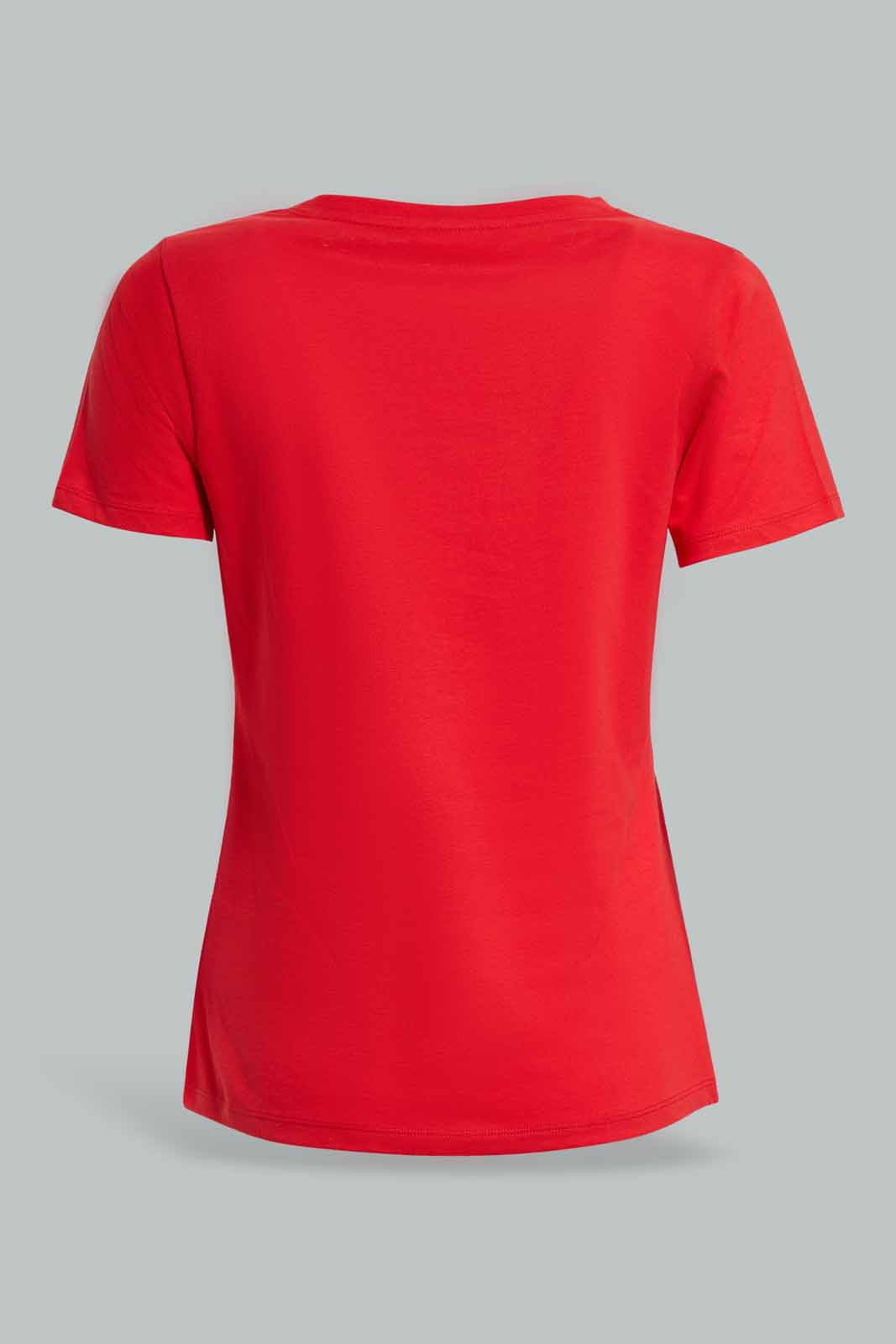 Redtag-Red-Short-Sleeve-Crew-Neck-T-Shirt-Category:T-Shirts,-Colour:Red,-Deals:New-In,-Filter:Women's-Clothing,-New-In-Women-APL,-Non-Sale,-Section:Women,-TBL,-W22A,-Women-T-Shirts-Women's-