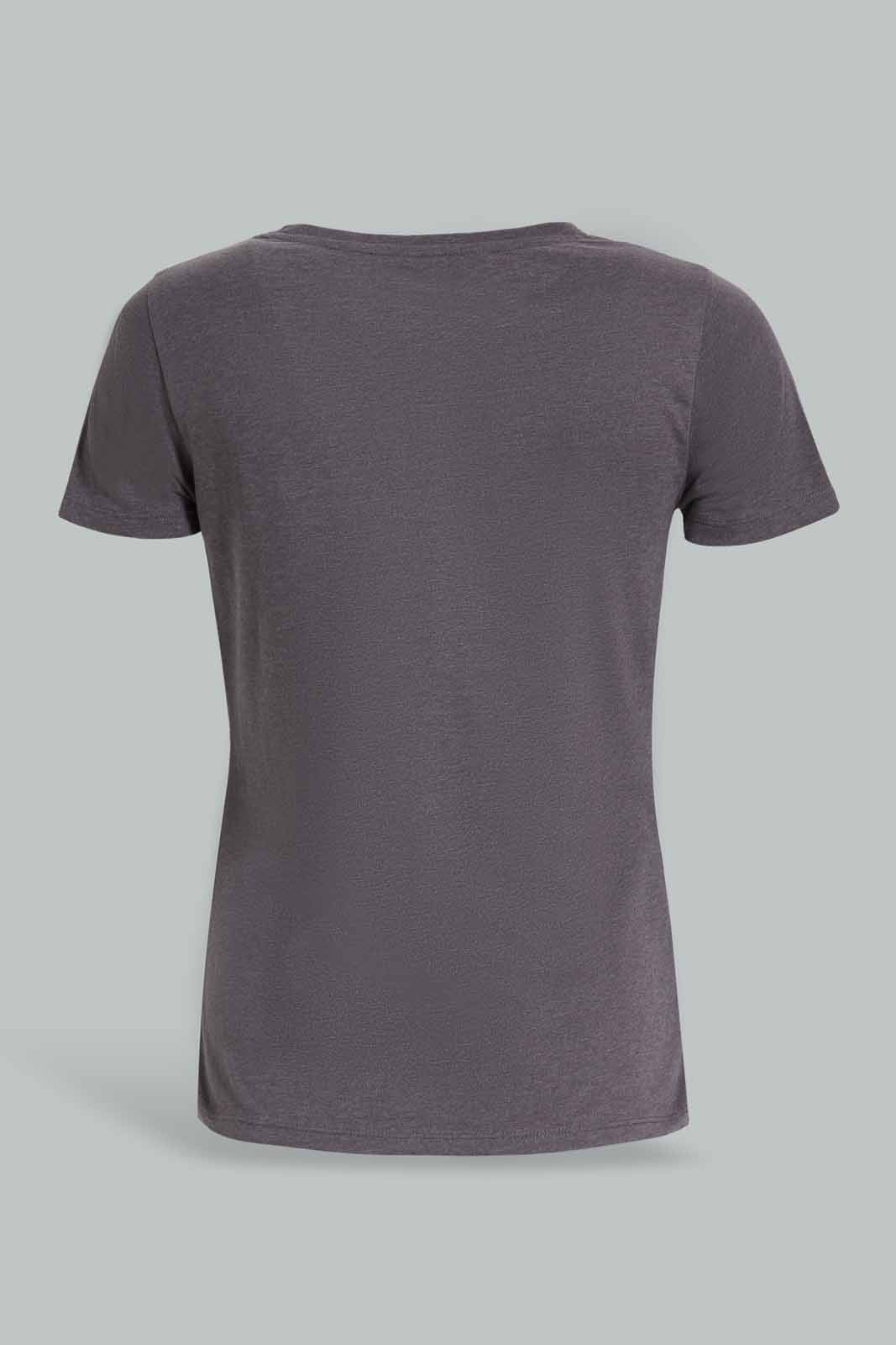Redtag-Charcoal-Short-Sleeve-Crew-Neck-T-Shirt-Category:T-Shirts,-Colour:Charcoal,-Deals:New-In,-Filter:Women's-Clothing,-New-In-Women-APL,-Non-Sale,-Section:Women,-TBL,-W22A,-Women-T-Shirts-Women's-