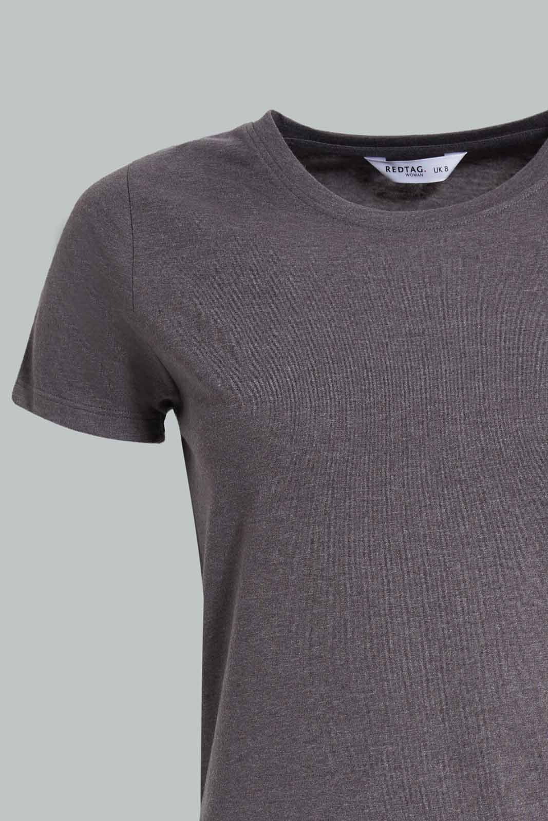 Redtag-Charcoal-Short-Sleeve-Crew-Neck-T-Shirt-Category:T-Shirts,-Colour:Charcoal,-Deals:New-In,-Filter:Women's-Clothing,-New-In-Women-APL,-Non-Sale,-Section:Women,-TBL,-W22A,-Women-T-Shirts-Women's-