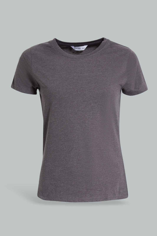 Redtag-Charcoal-Short-Sleeve-Crew-Neck-T-Shirt-Category:T-Shirts,-Colour:Charcoal,-Deals:New-In,-Filter:Women's-Clothing,-New-In-Women-APL,-Non-Sale,-Section:Women,-TBL,-W22A,-Women-T-Shirts-Women's-