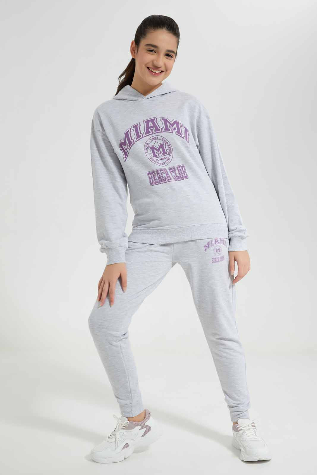 Redtag-Grey-Melange-Hoody-sweatshirt-Category:Sweatshirts,-Colour:Grey,-Deals:New-In,-Filter:Senior-Girls-(8-to-14-Yrs),-GSR-Sweatshirts,-New-In-GSR-APL,-Non-Sale,-Section:Girls-(0-to-14Yrs),-W22A-Senior-Girls-9 to 14 Years