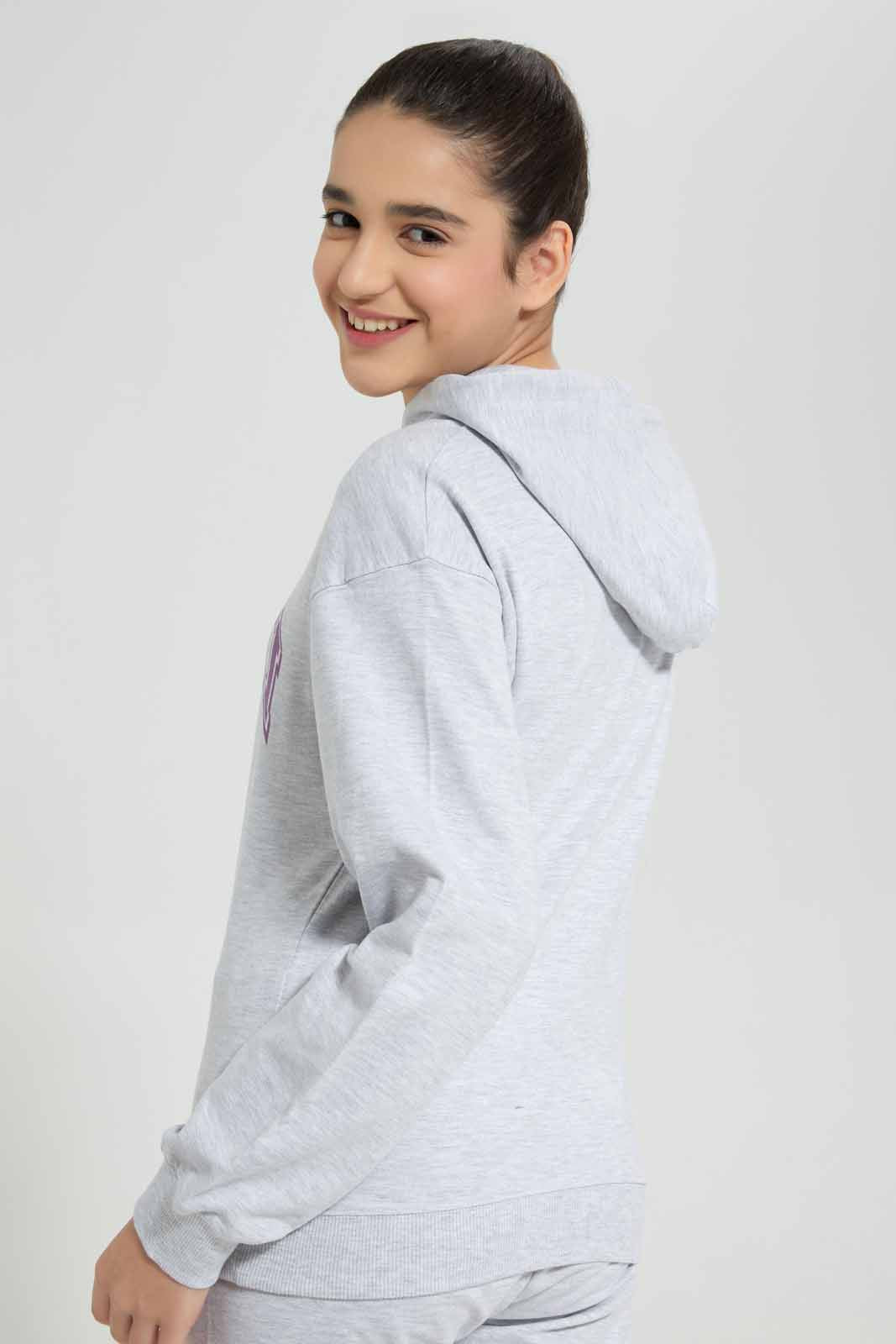 Redtag-Grey-Melange-Hoody-sweatshirt-Category:Sweatshirts,-Colour:Grey,-Deals:New-In,-Filter:Senior-Girls-(8-to-14-Yrs),-GSR-Sweatshirts,-New-In-GSR-APL,-Non-Sale,-Section:Girls-(0-to-14Yrs),-W22A-Senior-Girls-9 to 14 Years