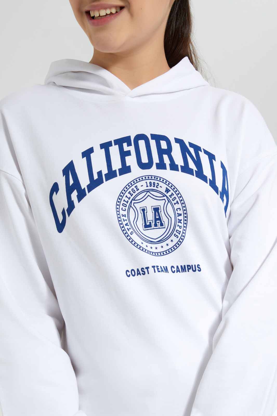 Redtag-White-Hoody-Sweatshirt-Category:Sweatshirts,-Colour:White,-Deals:New-In,-Filter:Senior-Girls-(8-to-14-Yrs),-GSR-Sweatshirts,-New-In-GSR-APL,-Non-Sale,-Section:Girls-(0-to-14Yrs),-W22A-Senior-Girls-9 to 14 Years