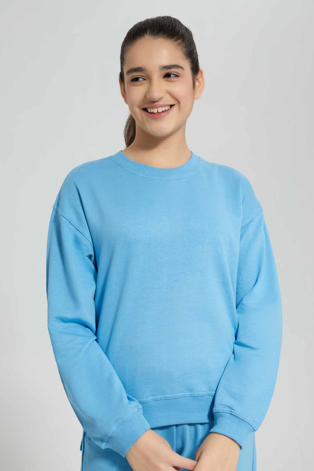 Redtag-Blue-Pullon-Sweatshirt-Category:Sweatshirts,-Colour:Blue,-Deals:New-In,-Filter:Senior-Girls-(8-to-14-Yrs),-GSR-Sweatshirts,-New-In-GSR-APL,-Non-Sale,-Section:Girls-(0-to-14Yrs),-W22A-Senior-Girls-9 to 14 Years