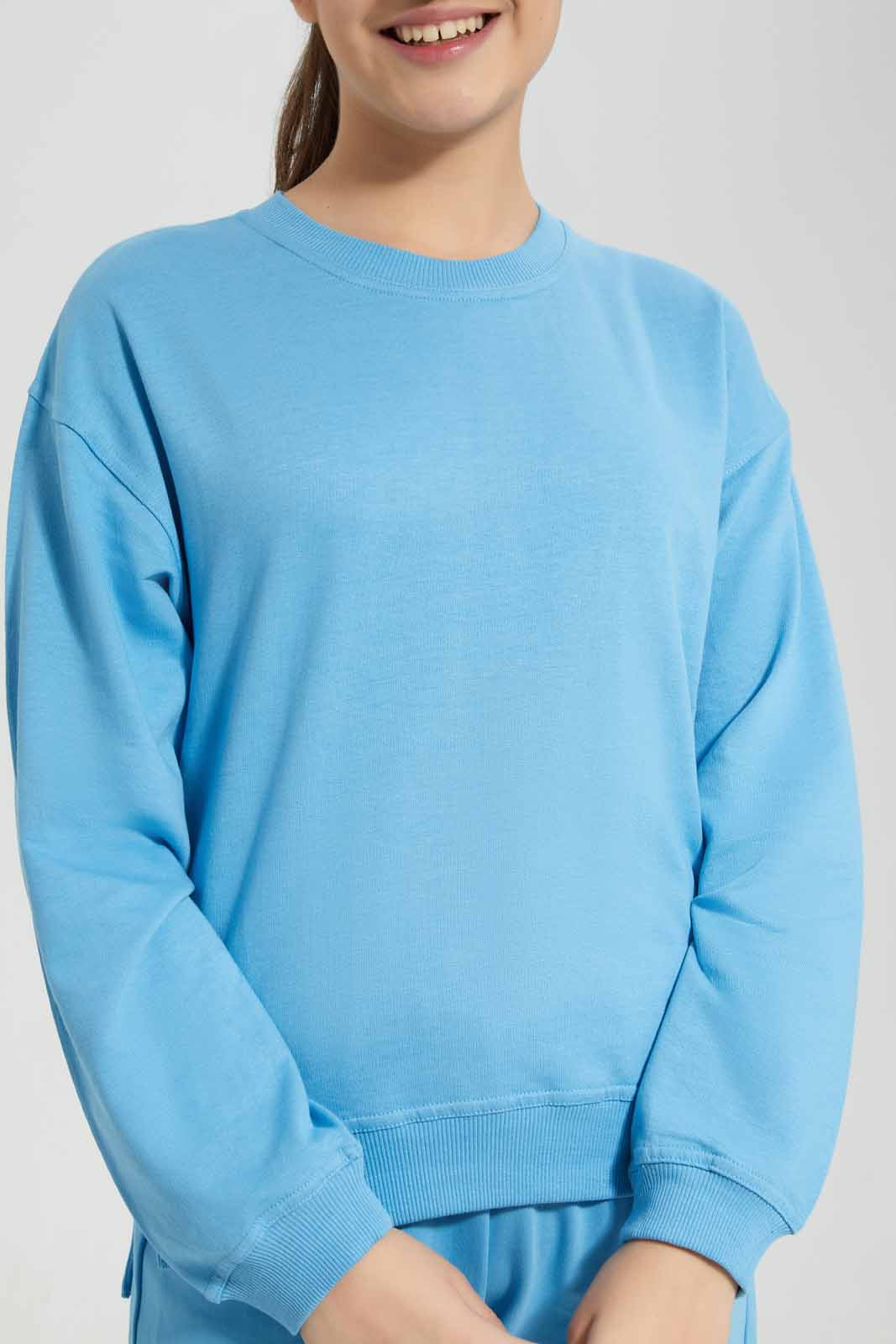 Redtag-Blue-Pullon-Sweatshirt-Category:Sweatshirts,-Colour:Blue,-Deals:New-In,-Filter:Senior-Girls-(8-to-14-Yrs),-GSR-Sweatshirts,-New-In-GSR-APL,-Non-Sale,-Section:Girls-(0-to-14Yrs),-W22A-Senior-Girls-9 to 14 Years