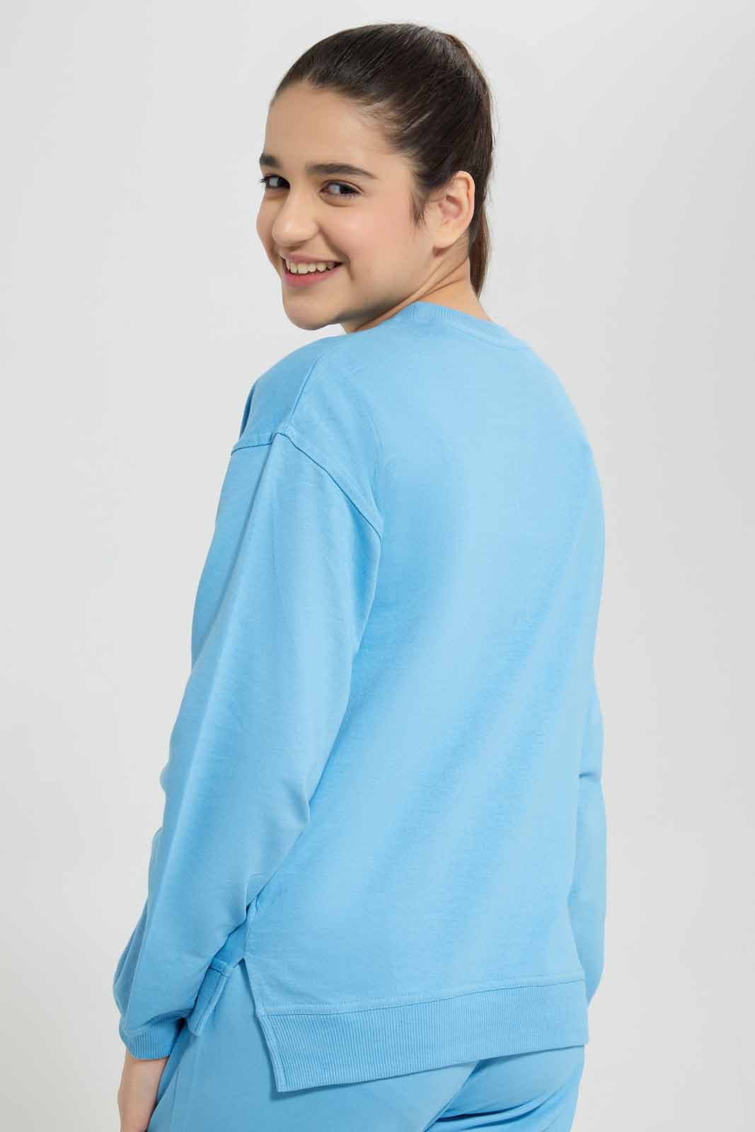 Redtag-Blue-Pullon-Sweatshirt-Category:Sweatshirts,-Colour:Blue,-Deals:New-In,-Filter:Senior-Girls-(8-to-14-Yrs),-GSR-Sweatshirts,-New-In-GSR-APL,-Non-Sale,-Section:Girls-(0-to-14Yrs),-W22A-Senior-Girls-9 to 14 Years