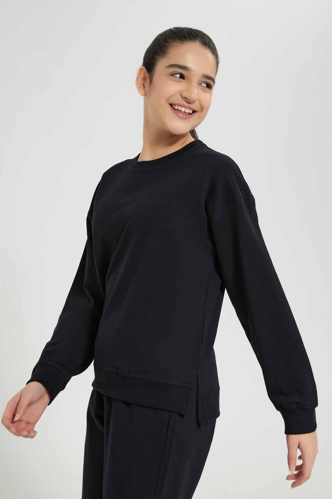 Redtag-Black-Pullon-Sweatshirt-Category:Sweatshirts,-Colour:Black,-Deals:New-In,-Filter:Senior-Girls-(8-to-14-Yrs),-GSR-Sweatshirts,-New-In-GSR-APL,-Non-Sale,-Section:Girls-(0-to-14Yrs),-W22A-Senior-Girls-9 to 14 Years