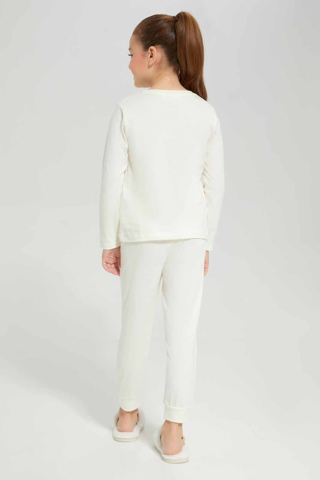 Girls Cream Moon Pyjama Set (2 Piece)