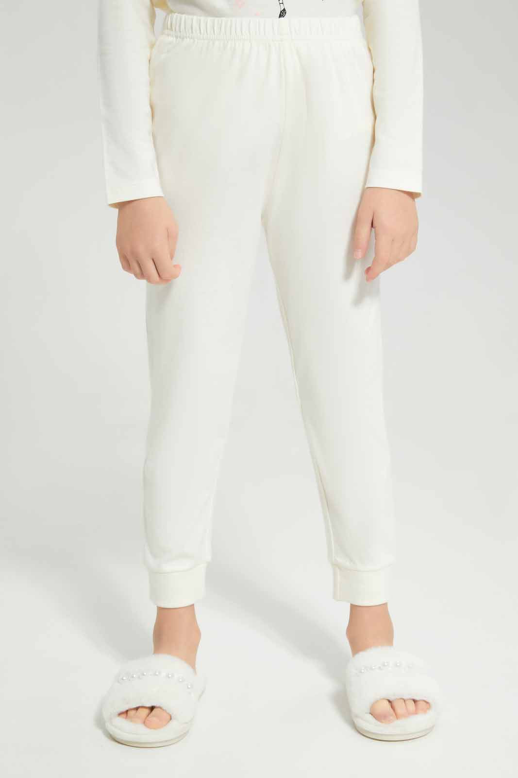 Girls Cream Moon Pyjama Set (2 Piece)