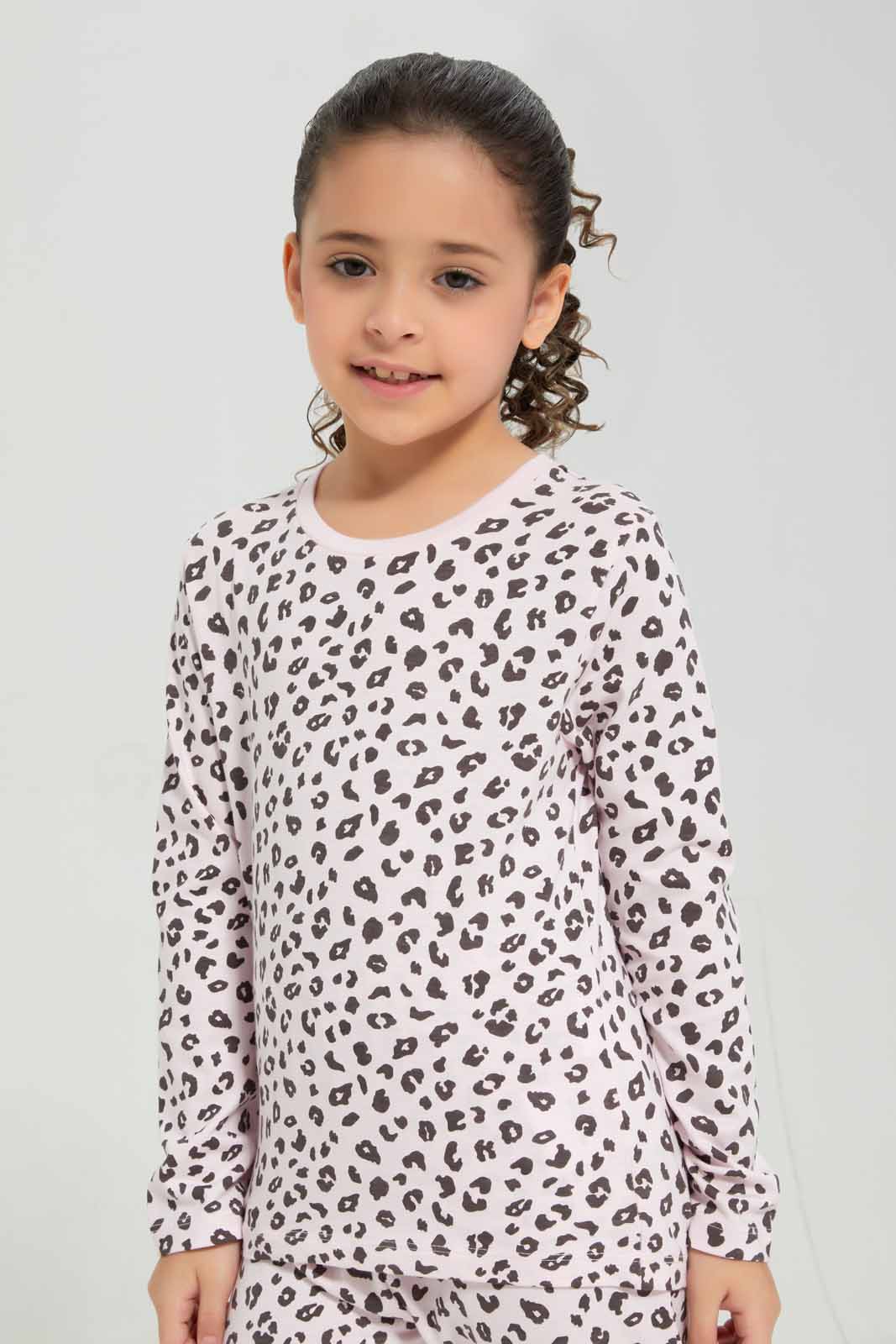 Redtag-Pink-LS-Knit-PJ-Category:Pyjama-Sets,-Colour:Apricot,-Deals:New-In,-Filter:Girls-(2-to-8-Yrs),-GIR-Pyjama-Sets,-New-In-GIR-APL,-Non-Sale,-Section:Girls-(0-to-14Yrs),-W22A-Girls-2 to 8 Years