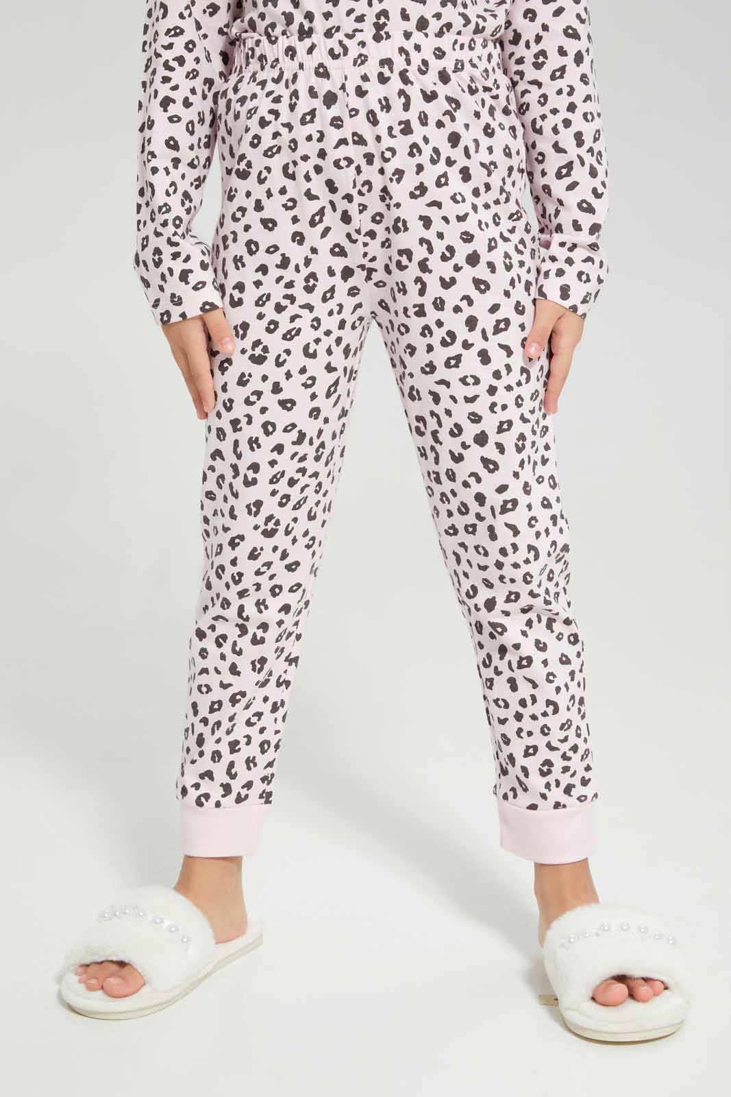 Redtag-Pink-LS-Knit-PJ-Category:Pyjama-Sets,-Colour:Apricot,-Deals:New-In,-Filter:Girls-(2-to-8-Yrs),-GIR-Pyjama-Sets,-New-In-GIR-APL,-Non-Sale,-Section:Girls-(0-to-14Yrs),-W22A-Girls-2 to 8 Years