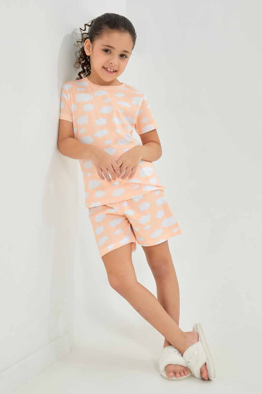 Redtag-Coral-Clouds-SS-PJ-Category:Pyjama-Sets,-Colour:Red,-Deals:New-In,-Filter:Girls-(2-to-8-Yrs),-GIR-Pyjama-Sets,-New-In-GIR-APL,-Non-Sale,-Section:Girls-(0-to-14Yrs),-W22A-Girls-2 to 8 Years