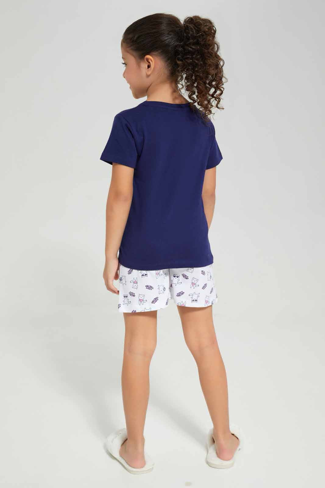 Redtag-Grey-Melange-SS-PJ-Category:Pyjama-Sets,-Colour:Grey,-Deals:New-In,-Filter:Girls-(2-to-8-Yrs),-GIR-Pyjama-Sets,-New-In-GIR-APL,-Non-Sale,-Section:Girls-(0-to-14Yrs),-W22A-Girls-2 to 8 Years