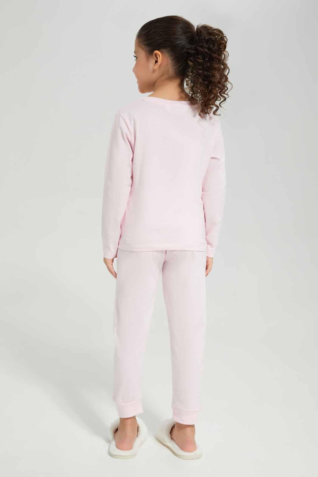 Redtag-Blue-Rainbow-LS-Knit-PJ-Category:Pyjama-Sets,-Colour:Blue,-Deals:New-In,-Filter:Girls-(2-to-8-Yrs),-GIR-Pyjama-Sets,-New-In-GIR-APL,-Non-Sale,-Section:Girls-(0-to-14Yrs),-W22A-Girls-2 to 8 Years