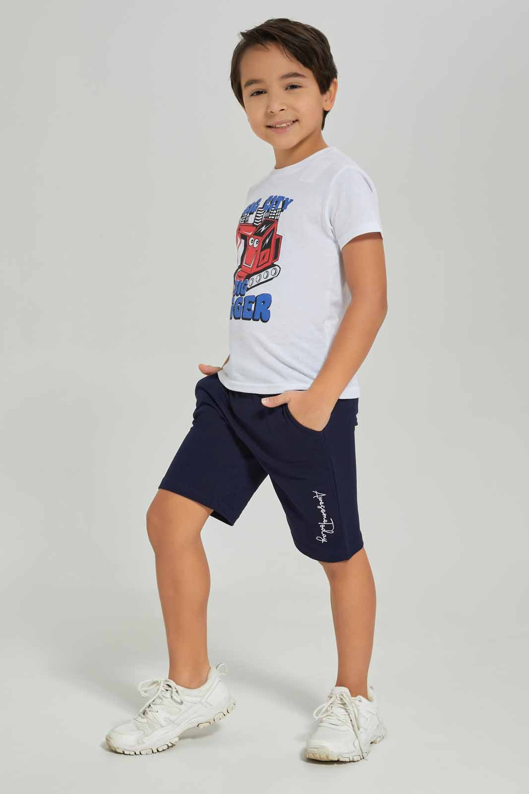 Redtag-Navy-Pique-Shorts-BOY-Shorts,-Category:Shorts,-Colour:Navy,-Deals:New-In,-Dept:Boys,-Filter:Boys-(2-to-8-Yrs),-New-In-BOY-APL,-Non-Sale,-Section:Boys-(0-to-14Yrs),-TBL,-W22A-Boys-2 to 8 Years