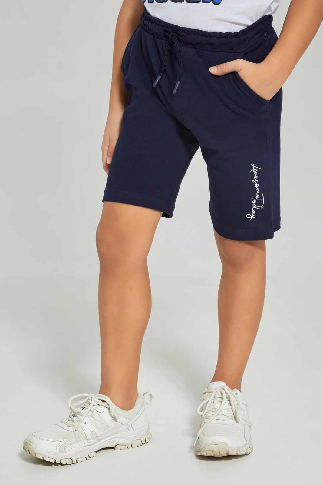 Redtag-Navy-Pique-Shorts-BOY-Shorts,-Category:Shorts,-Colour:Navy,-Deals:New-In,-Dept:Boys,-Filter:Boys-(2-to-8-Yrs),-New-In-BOY-APL,-Non-Sale,-Section:Boys-(0-to-14Yrs),-TBL,-W22A-Boys-2 to 8 Years