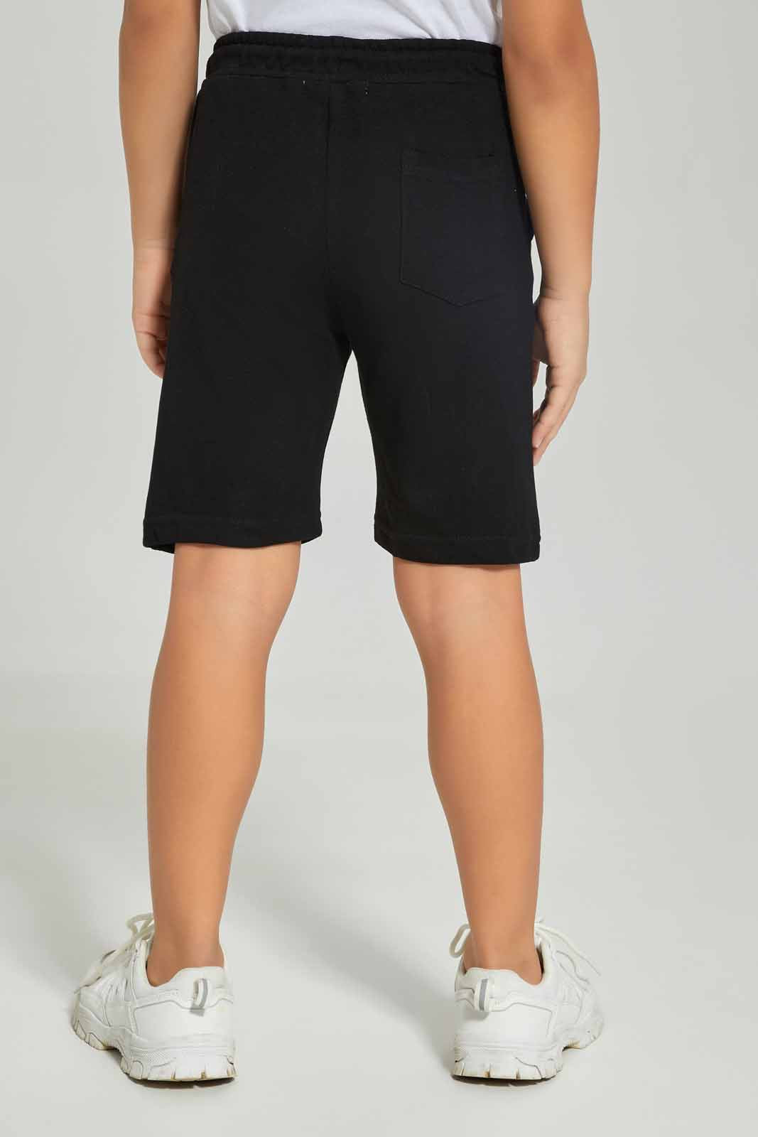 Redtag-Black-Pique-Shorts-BOY-Shorts,-Category:Shorts,-Colour:Black,-Deals:New-In,-Dept:Boys,-Filter:Boys-(2-to-8-Yrs),-New-In-BOY-APL,-Non-Sale,-Section:Boys-(0-to-14Yrs),-TBL,-W22A-Boys-2 to 8 Years