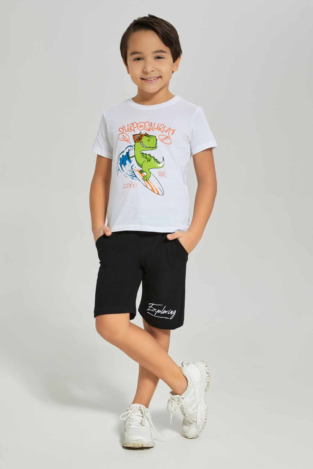 Redtag-Black-Pique-Shorts-BOY-Shorts,-Category:Shorts,-Colour:Black,-Deals:New-In,-Dept:Boys,-Filter:Boys-(2-to-8-Yrs),-New-In-BOY-APL,-Non-Sale,-Section:Boys-(0-to-14Yrs),-TBL,-W22A-Boys-2 to 8 Years