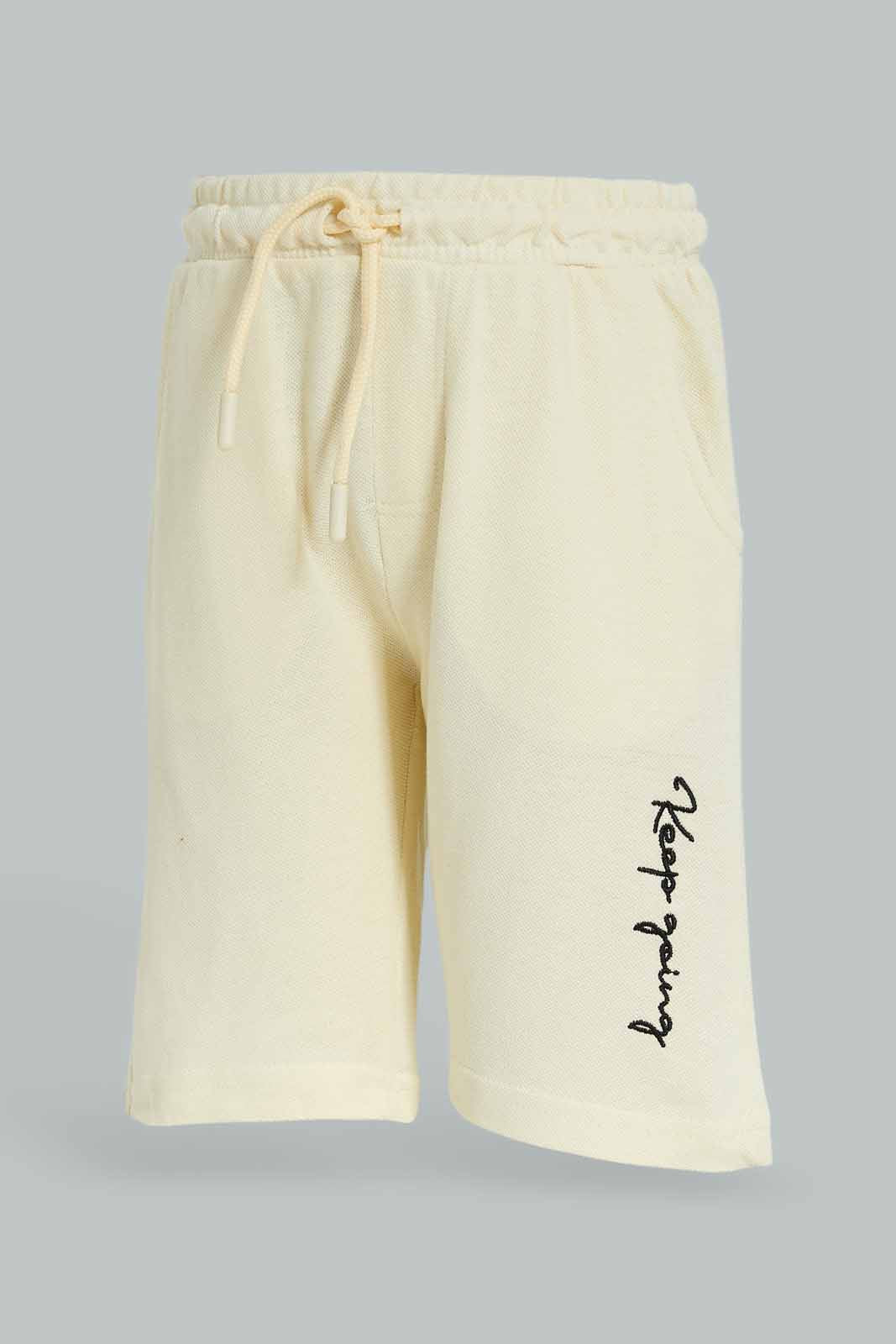 Redtag-Cream-Pique-Shorts-BOY-Shorts,-Category:Shorts,-Colour:Cream,-Deals:New-In,-Dept:Boys,-Filter:Boys-(2-to-8-Yrs),-New-In-BOY-APL,-Non-Sale,-Section:Boys-(0-to-14Yrs),-TBL,-W22A-Boys-2 to 8 Years