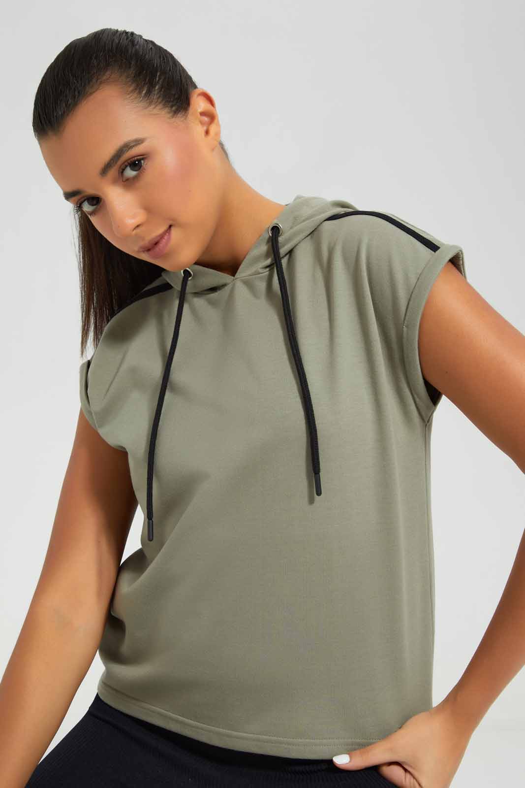 Redtag-Extended-Shoulder-Hoodie-Swetshirt-Category:Sweatshirts,-Colour:Green,-Deals:New-In,-Filter:Women's-Clothing,-New-In-Women-APL,-Non-Sale,-Section:Women,-W22A,-Women-Sweatshirts-Women's-