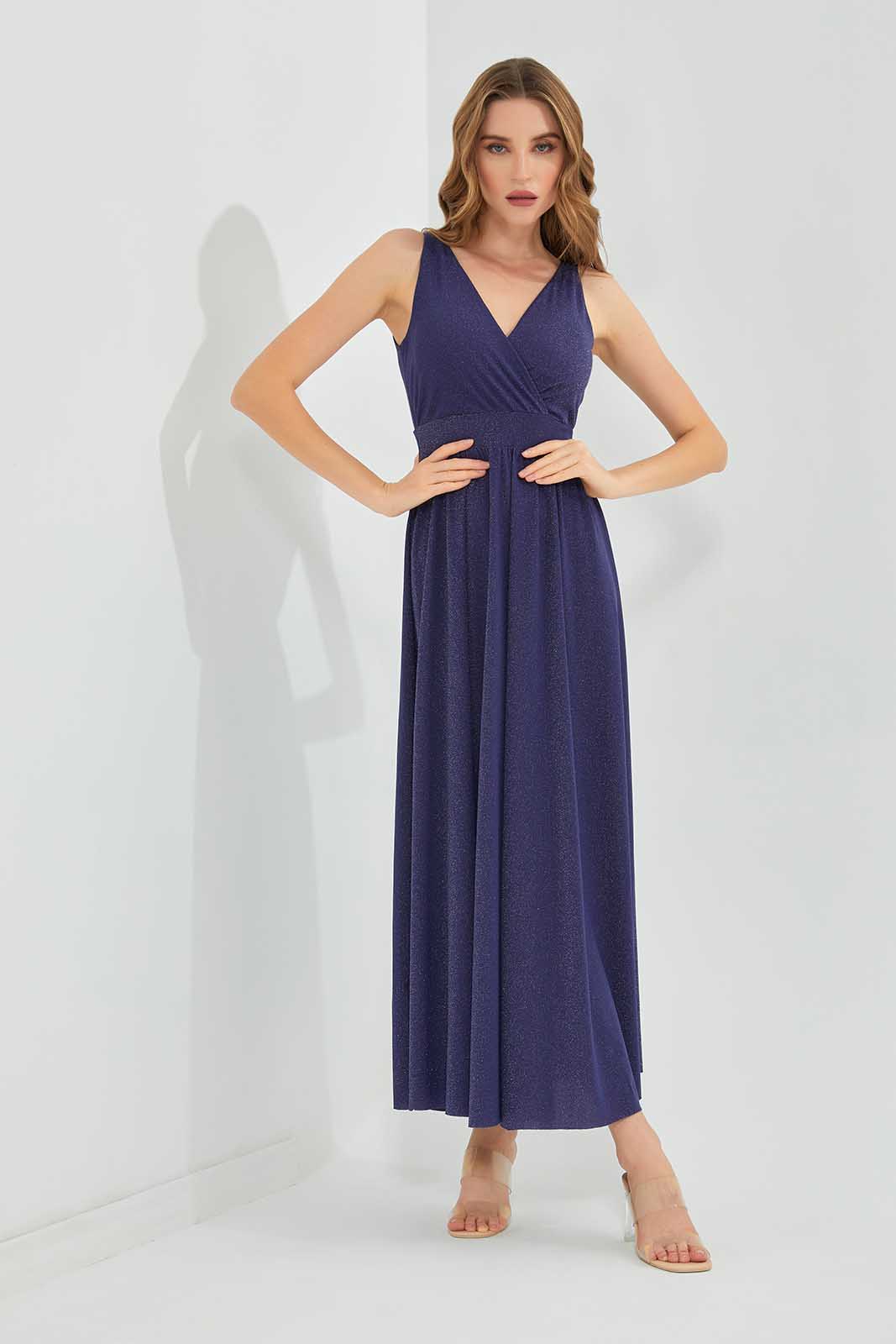 Redtag-Blue-Glittered-Dress-Category:Dresses,-Colour:Blue,-Deals:New-In,-Filter:Women's-Clothing,-LEC,-LEC-Dresses,-New-In-LEC-APL,-Non-Sale,-Section:Women,-W22B-Women's-