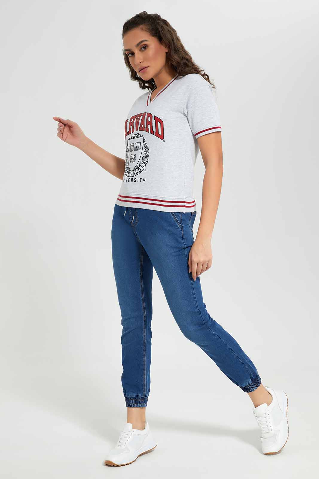 Redtag-White-Short-Sleeve-Hoddie-Sweatshirt-with-Harvard-print-Category:Sweatshirts,-Colour:White,-Deals:New-In,-Filter:Women's-Clothing,-New-In-Women-APL,-Non-Sale,-Section:Women,-W22A,-Women-Sweatshirts-Women's-
