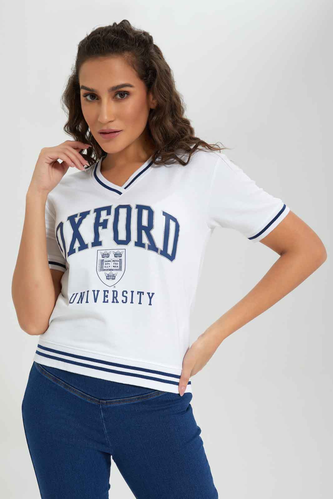Redtag-Grey-Short-Sleeve-Hoddie-Sweatshirt.-With-OXFORD-print-Category:Sweatshirts,-Colour:Grey,-Deals:New-In,-Filter:Women's-Clothing,-New-In-Women-APL,-Non-Sale,-Section:Women,-W22A,-Women-Sweatshirts-Women's-