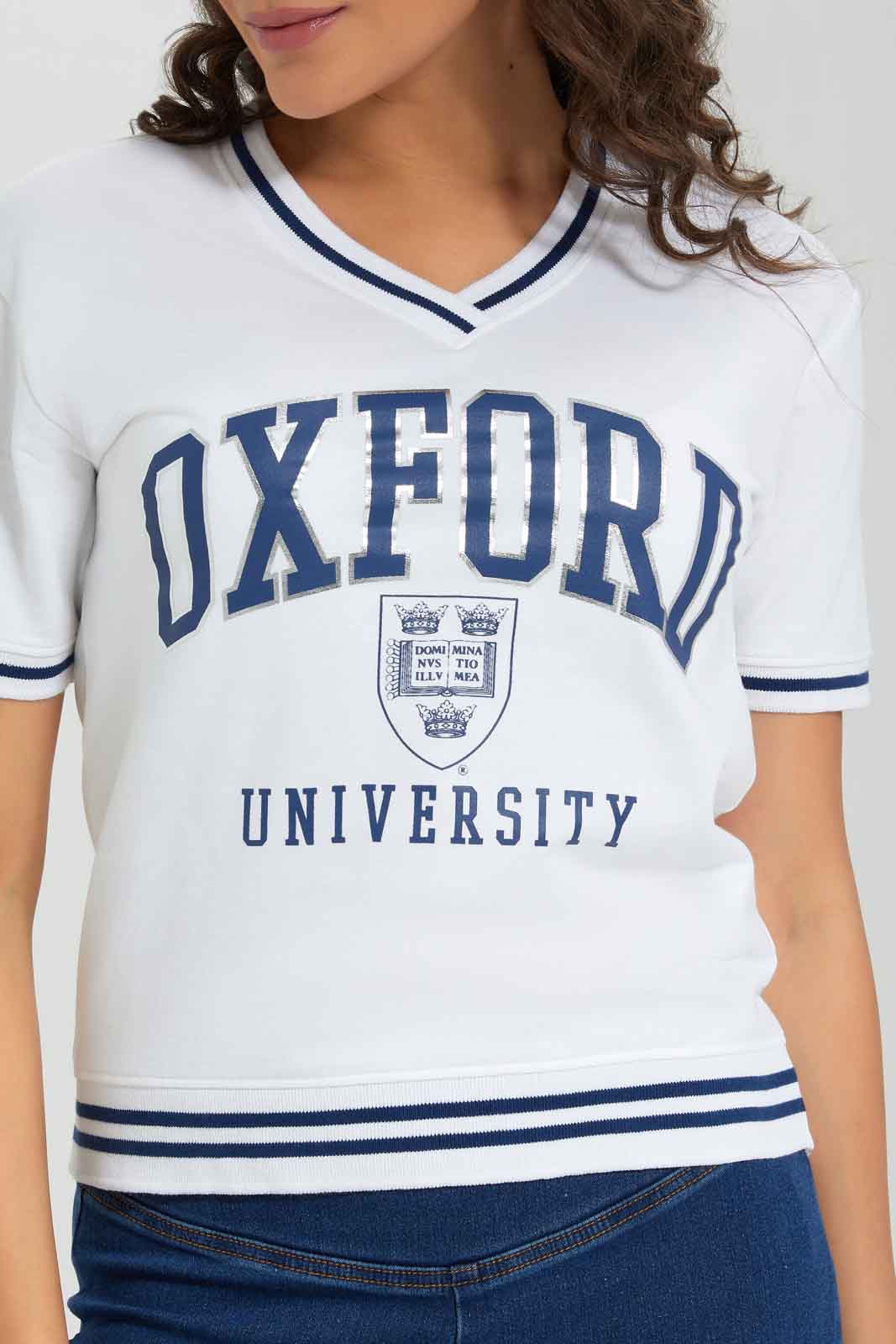 Redtag-Grey-Short-Sleeve-Hoddie-Sweatshirt.-With-OXFORD-print-Category:Sweatshirts,-Colour:Grey,-Deals:New-In,-Filter:Women's-Clothing,-New-In-Women-APL,-Non-Sale,-Section:Women,-W22A,-Women-Sweatshirts-Women's-