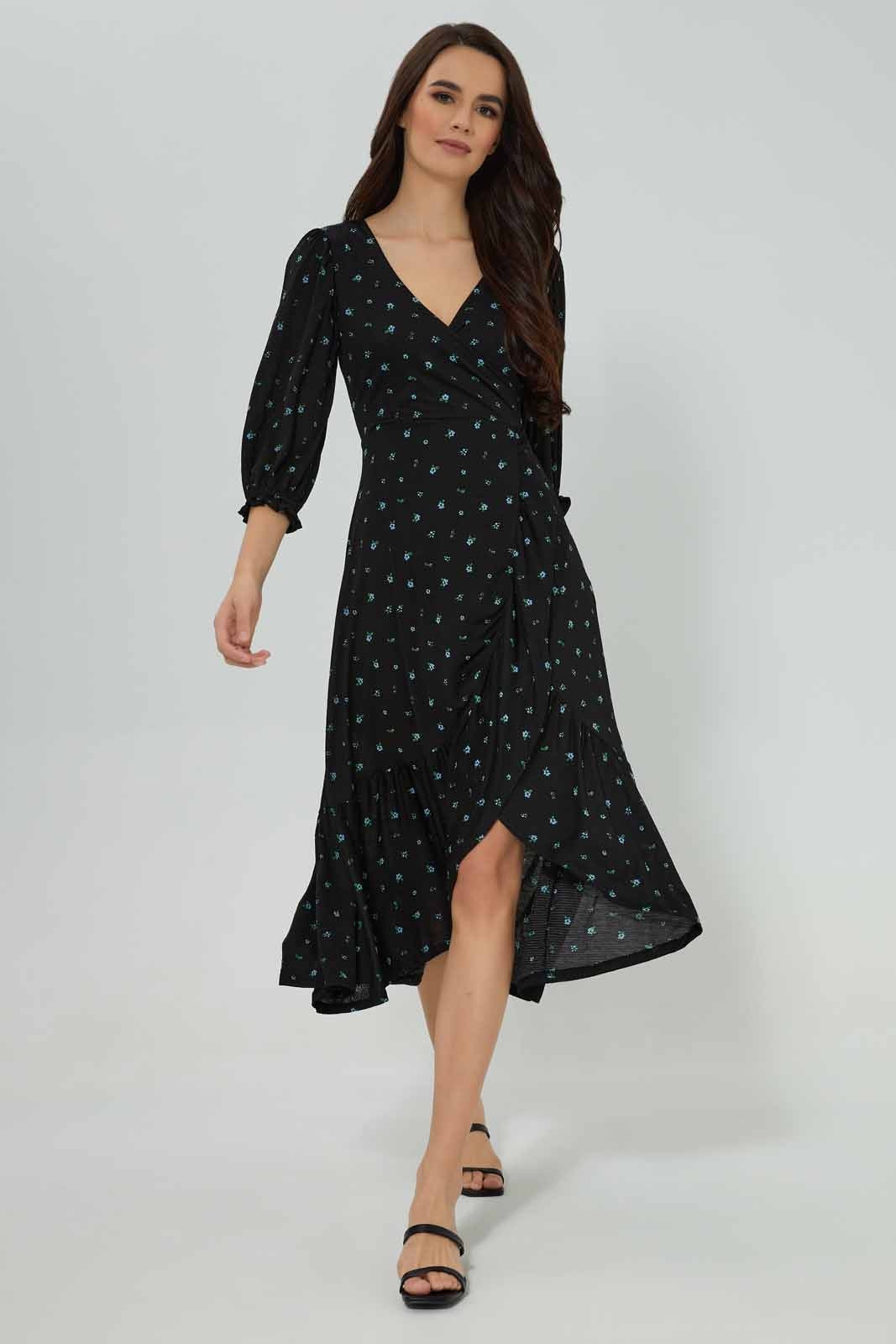 Redtag-V-Neck-Wrap-Tiered-Ruffle-Dresss-Category:Dresses,-Colour:Assorted,-Deals:New-In,-Filter:Women's-Clothing,-New-In-Women-APL,-Non-Sale,-Section:Women,-W22A,-Women-Dresses-Women's-