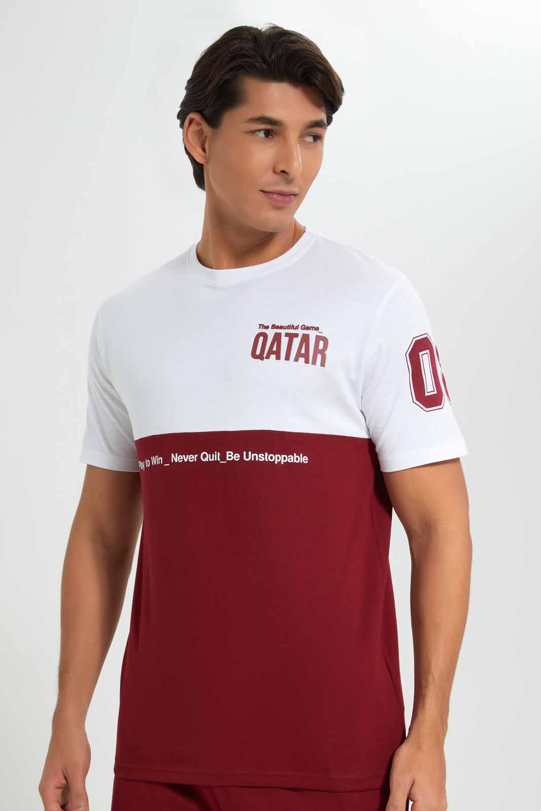 Redtag-Qatar-Football-World-Cup-Tee-Category:T-Shirts,-Colour:White,-Deals:New-In,-Filter:Men's-Clothing,-Men-T-Shirts,-New-In-Men-APL,-Non-Sale,-Section:Men,-W22B-Men's-