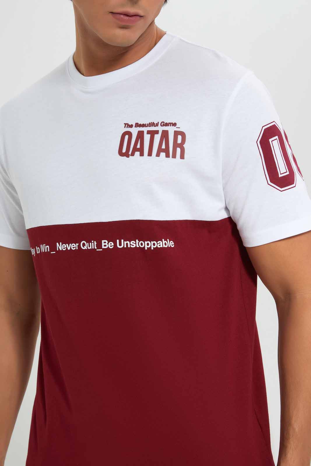 Redtag-Qatar-Football-World-Cup-Tee-Category:T-Shirts,-Colour:White,-Deals:New-In,-Filter:Men's-Clothing,-Men-T-Shirts,-New-In-Men-APL,-Non-Sale,-Section:Men,-W22B-Men's-