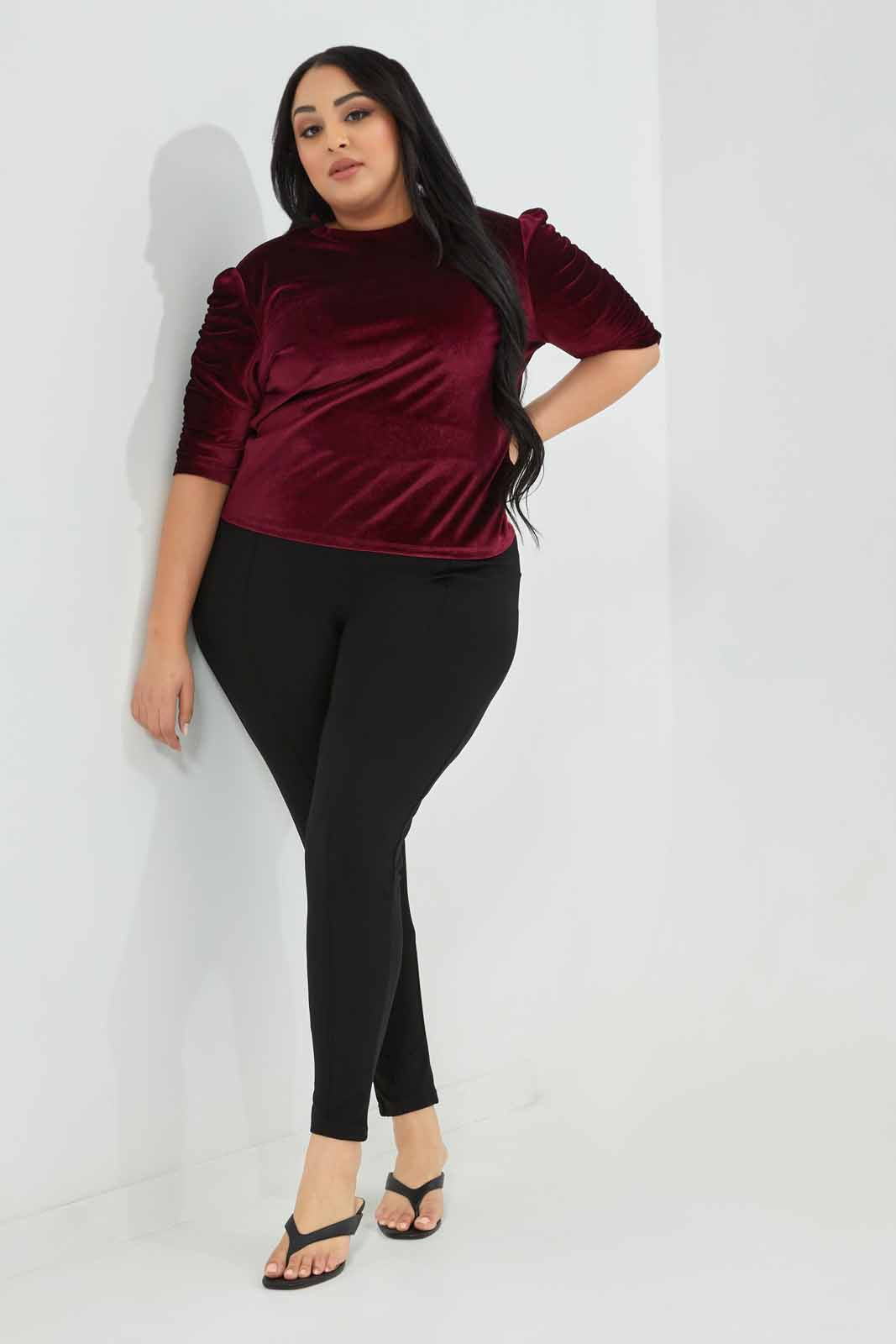 Redtag-Mauve-Highneck-Puff-Sleeve-Top-Category:Tops,-Colour:Mauve,-Deals:New-In,-Filter:Plus-Size,-LDP-Tops,-New-In-LDP-APL,-Non-Sale,-Section:Women,-W22A-Women's-