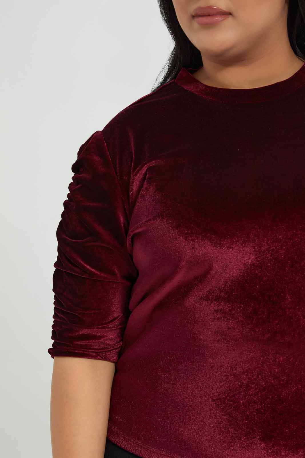 Redtag-Mauve-Highneck-Puff-Sleeve-Top-Category:Tops,-Colour:Mauve,-Deals:New-In,-Filter:Plus-Size,-LDP-Tops,-New-In-LDP-APL,-Non-Sale,-Section:Women,-W22A-Women's-